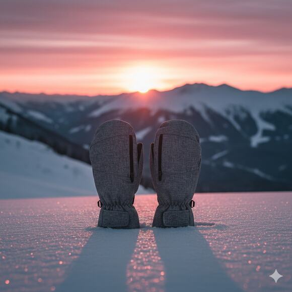 New Men’s Ski Mittens Size Large – Grey Heather Zipper Heat Pocket Insulated - Picture 7 of 8